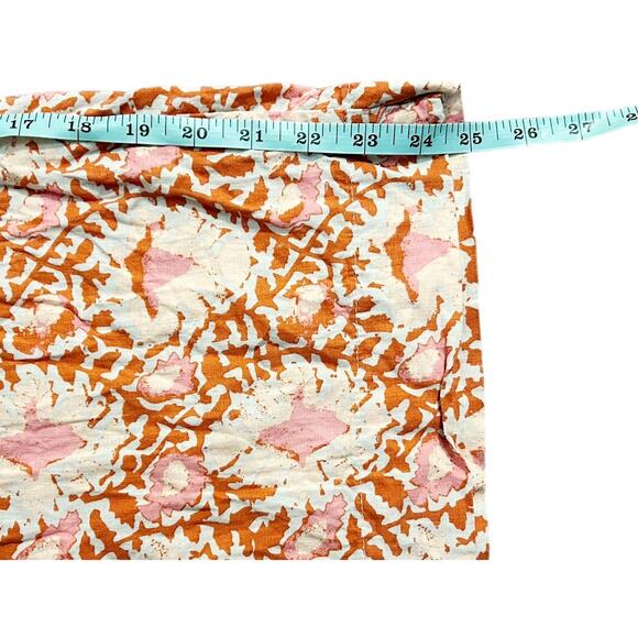 C&C California Orange Pink Floral Print Linen Pants Womens Size M - Picture 6 of 7